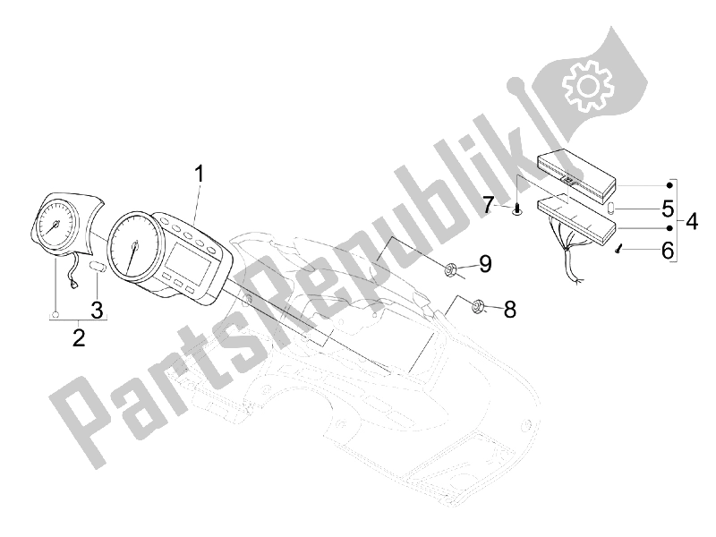 Todas las partes para Tablero Combinado De Medidor de Aprilia SR 300 MAX 2011