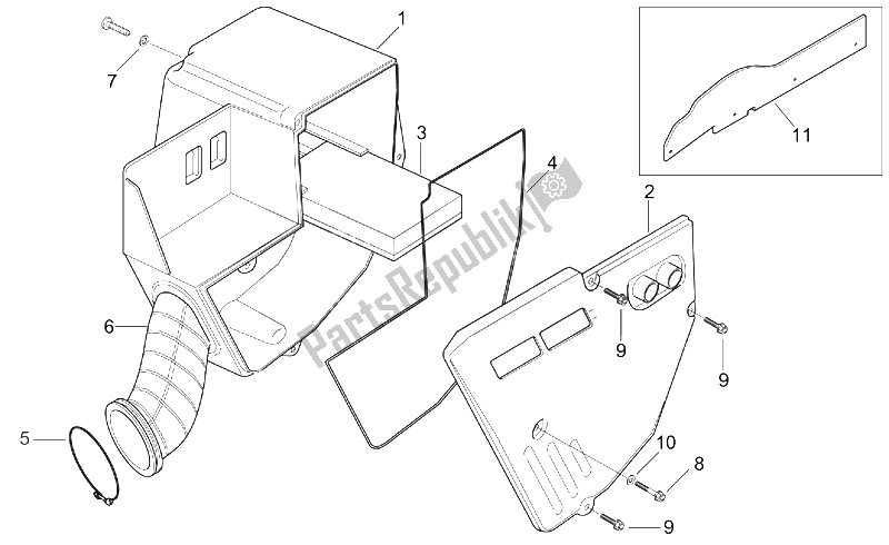 Tutte le parti per il Air Box del Aprilia MX 50 2004