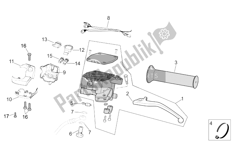 Toutes les pièces pour le Commandes Lh du Aprilia Scarabeo 250 Light E3 2006