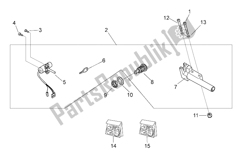 Alle Teile für das Schloss Hardware Kit - Aufkleber des Aprilia Scarabeo 50 2T E2 ENG Piaggio 2010