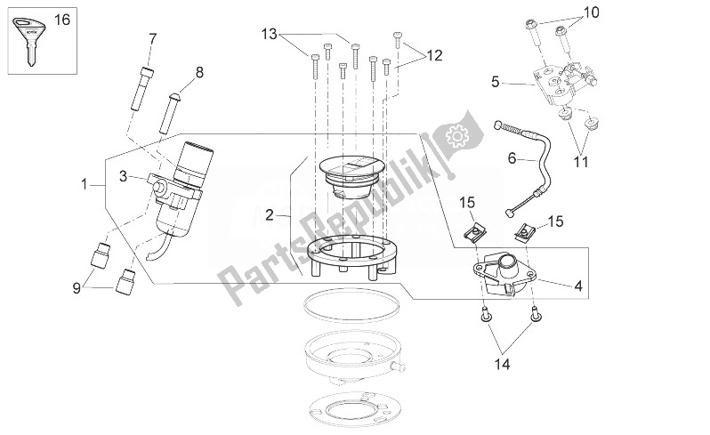 All parts for the Lock Hardware Kit of the Aprilia Shiver 750 USA 2011