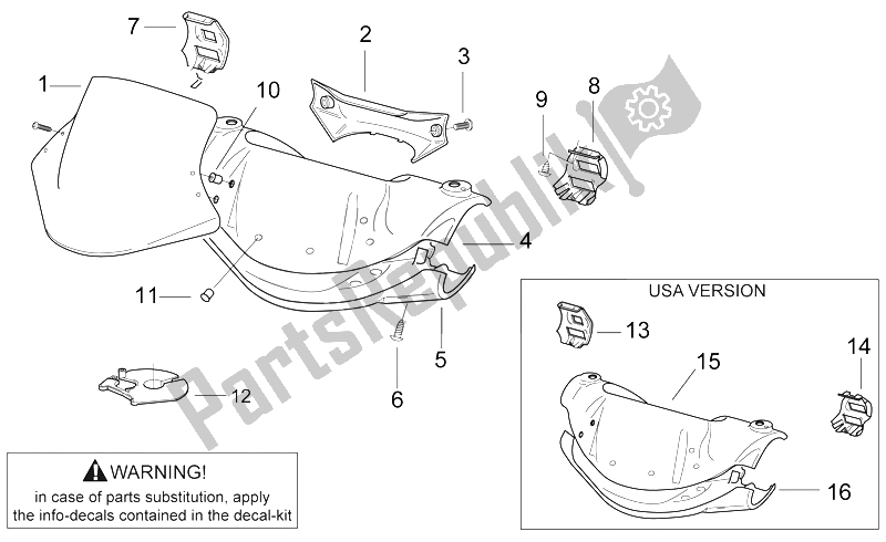 All parts for the Front Body I of the Aprilia SR 50 H2O 1997