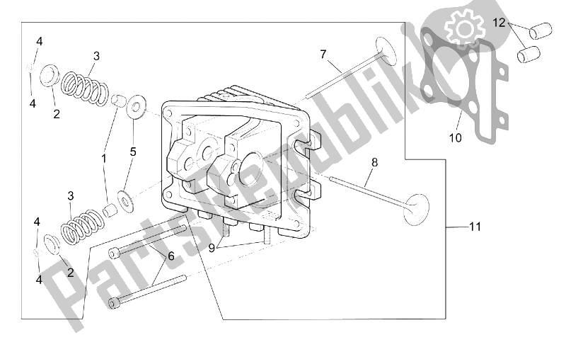 All parts for the Cylinder Head - Valves of the Aprilia Scarabeo 100 4T E2 2001
