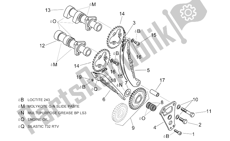 Tutte le parti per il Sistema Di Fasatura Del Cilindro Anteriore del Aprilia RSV Mille SP 1000 1999