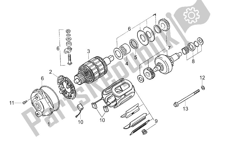 All parts for the Starter Motor of the Aprilia RS 125 ENG 123 CC 1996