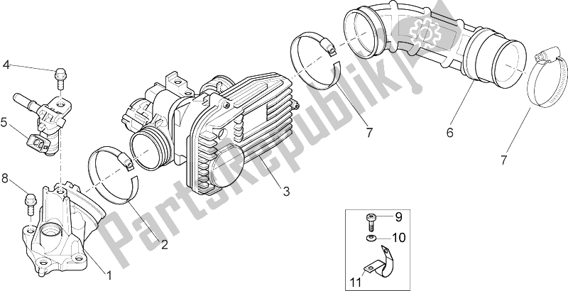 Tutte le parti per il Corpo Farfallato del Aprilia Sport City Street 300 4T 4V E3 2012