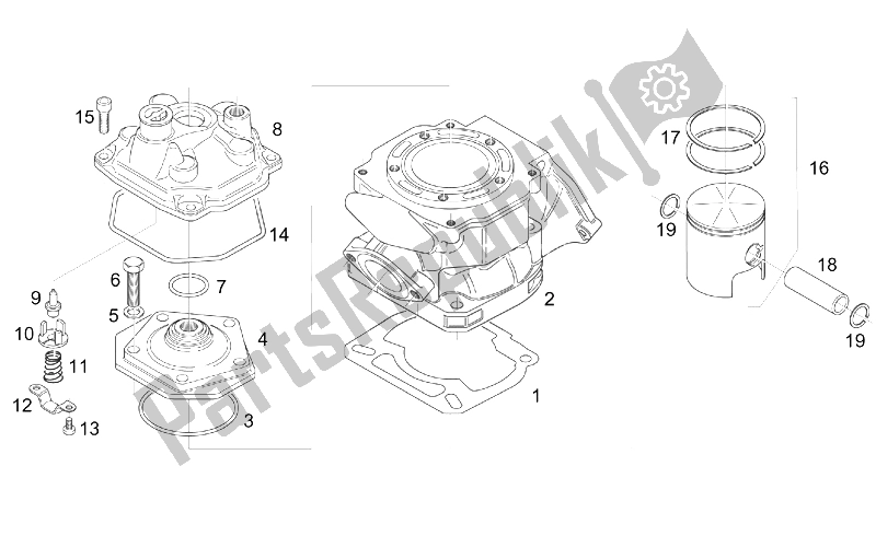 All parts for the Cylinder - Head - Piston of the Aprilia Classic 125 1995