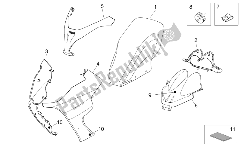 Tutte le parti per il Corpo Anteriore I del Aprilia Atlantic 125 250 2006