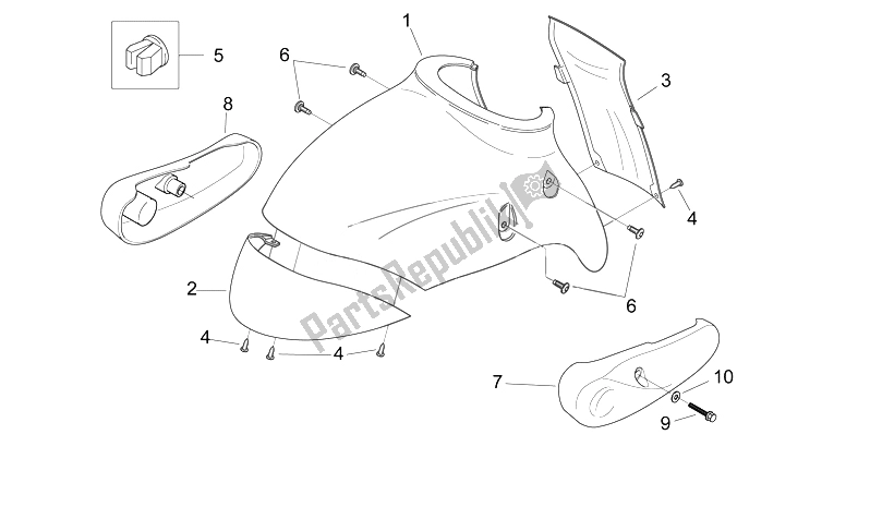 Todas las partes para Cuerpo Delantero - Guardabarros Delantero de Aprilia Mojito 125 E3 2008