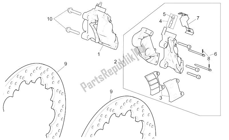 Tutte le parti per il Pinza Freno Anteriore del Aprilia RSV Mille 1000 2000