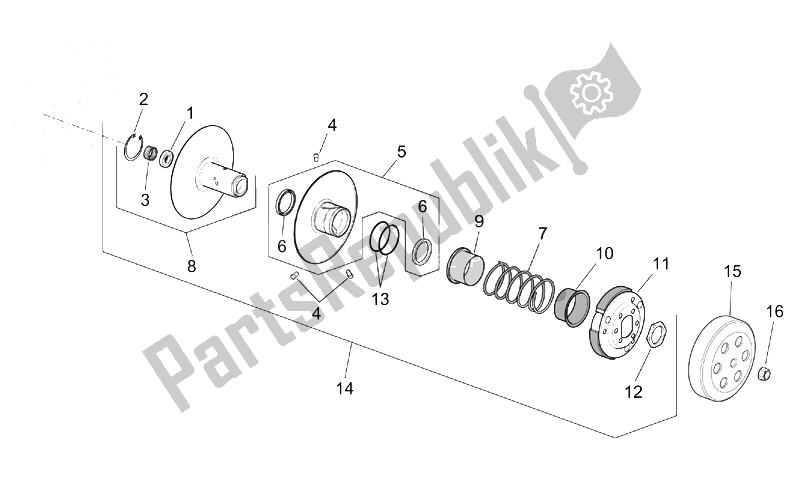 Todas as partes de Embreagem do Aprilia Scarabeo 50 4T 2V E2 2002