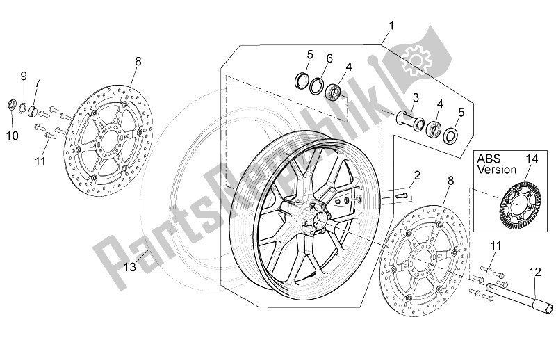 Tutte le parti per il Ruota Anteriore del Aprilia Shiver 750 2007