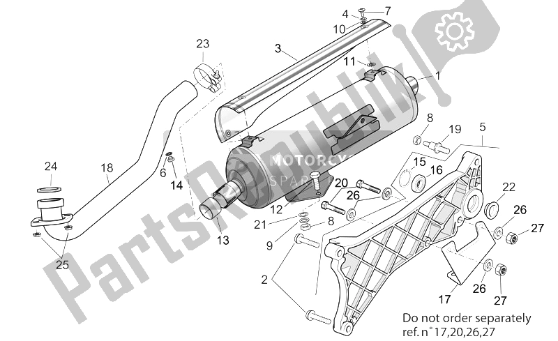 All parts for the Exhaust Unit of the Aprilia Scarabeo 125 250 E2 ENG Piaggio 2004