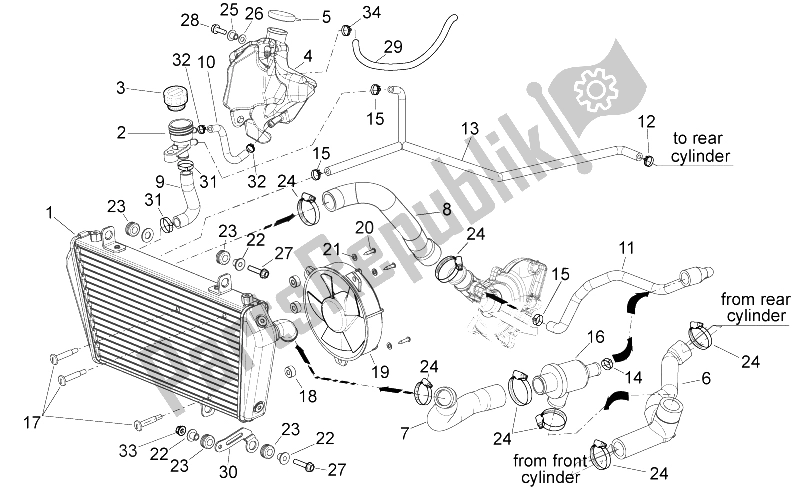 All parts for the Cooling System of the Aprilia Shiver 750 PA 2015
