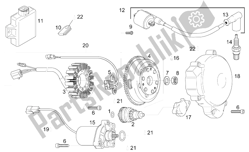 All parts for the Ignition Unit of the Aprilia RS 125 1999