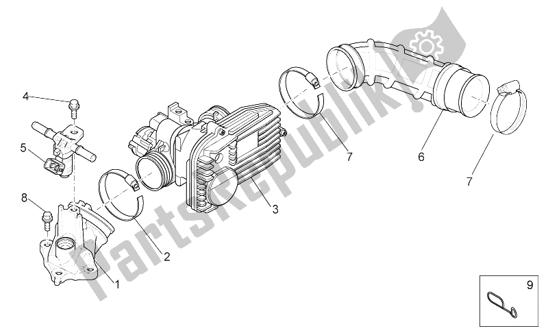 Alle onderdelen voor de Gasklephuis van de Aprilia Scarabeo 250 Light E3 2006