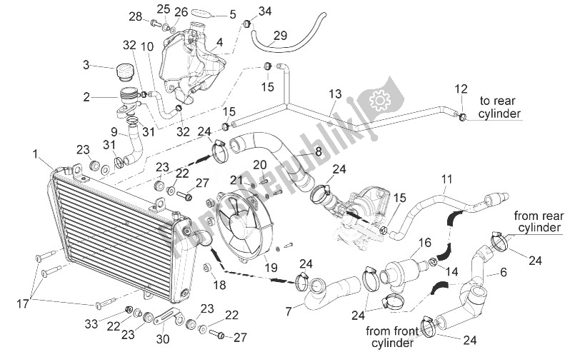 All parts for the Cooling System of the Aprilia Shiver 750 USA 2011