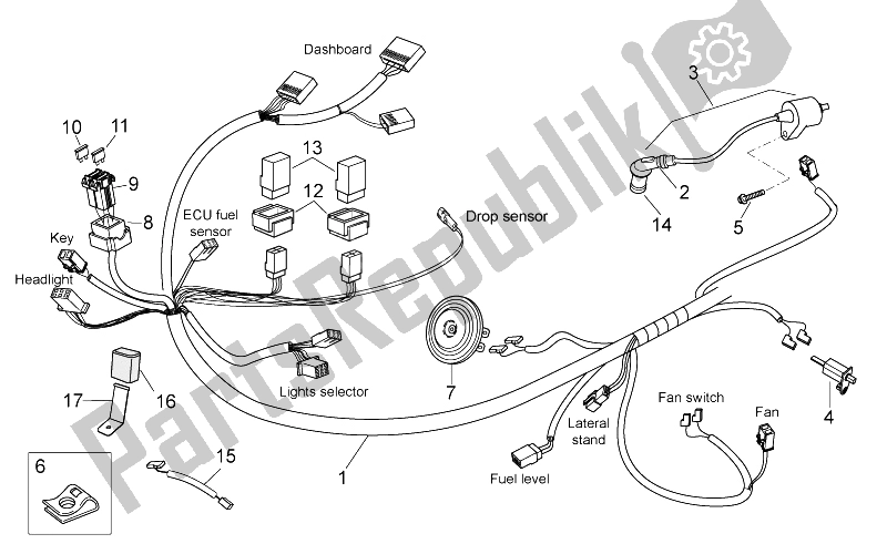 Toutes les pièces pour le Système électrique Avant du Aprilia Atlantic 125 E3 2010