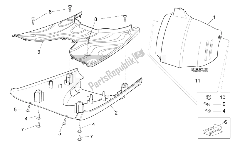 All parts for the Central Body Ii of the Aprilia Scarabeo 100 4T E3 2006