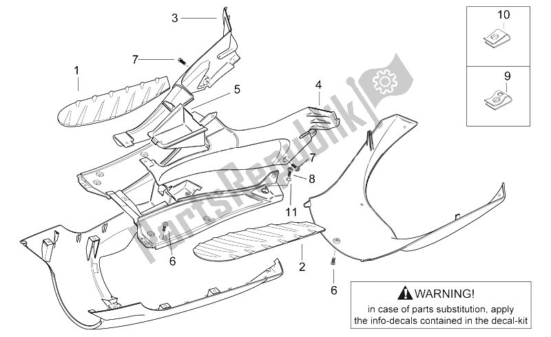 Tutte le parti per il Corpo Centrale I del Aprilia SR 50 H2O 1997