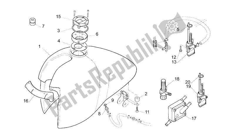 All parts for the Fuel Tank of the Aprilia Moto 6 5 650 1995