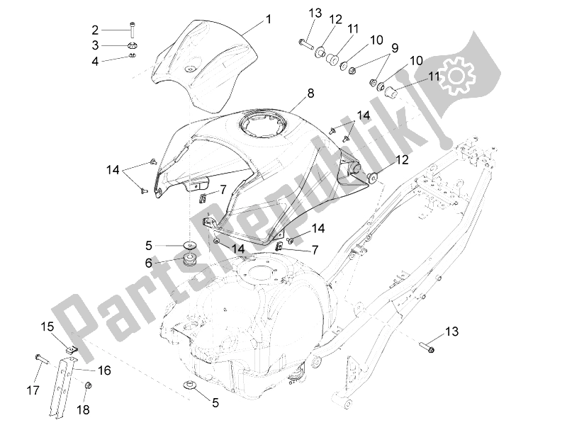 Todas las partes para Tapa Del Tanque de Aprilia RS4 50 2T 2011