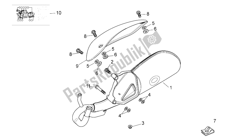 Todas las partes para Tubo De Escape de Aprilia Scarabeo 50 2T E2 ENG Piaggio 2010