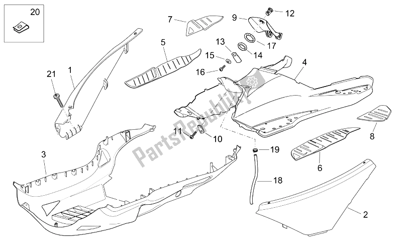 Tutte le parti per il Corpo Centrale del Aprilia Atlantic 125 250 2006