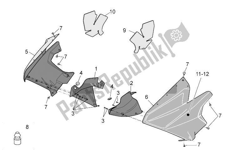 All parts for the Front Body Ii of the Aprilia ETV 1000 Capo Nord 2004