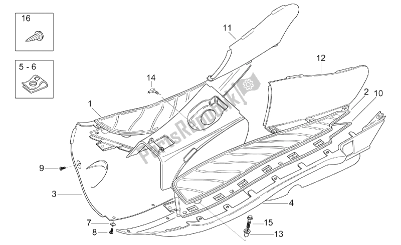 All parts for the Central Body I of the Aprilia Leonardo 125 150 1996