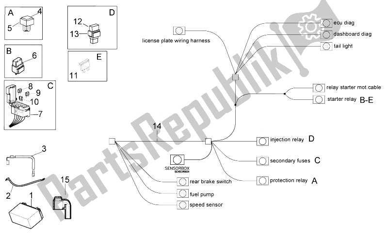 All parts for the Electrical System Ii of the Aprilia RSV4 Aprc R 1000 2011