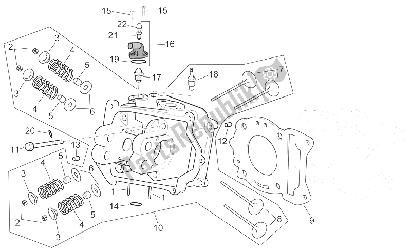 Alle Teile für das Zylinderkopf des Aprilia Scarabeo 300 Light E3 2009