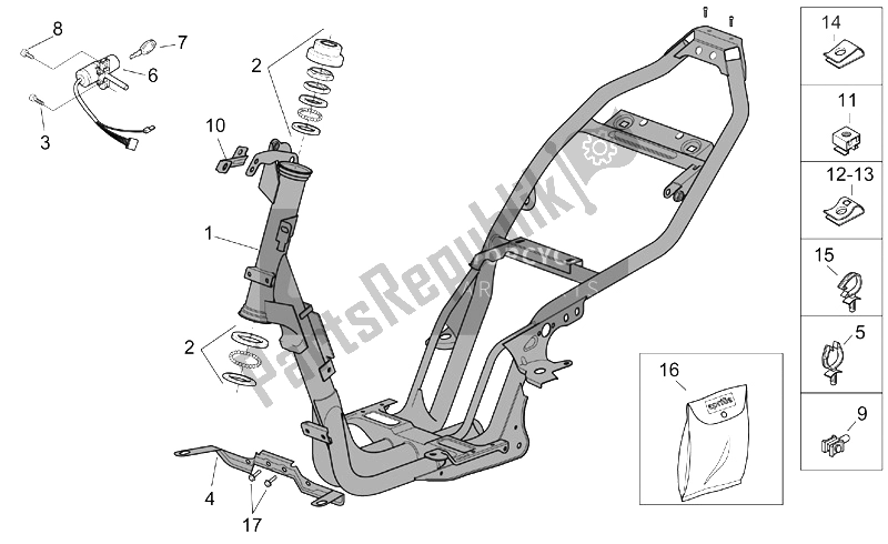 All parts for the Frame of the Aprilia SR 50 H2O IE Carb 2003