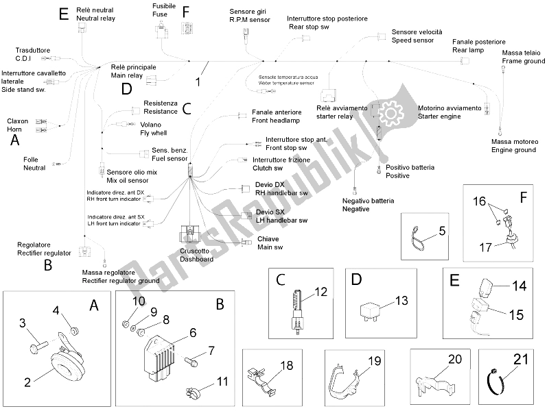 Alle Teile für das Frontelektrik des Aprilia RS4 50 2T 2011
