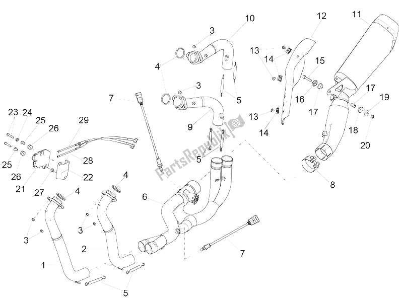 All parts for the Exhaust Pipe of the Aprilia RSV4 Racing Factory L E Europe 1000 2016