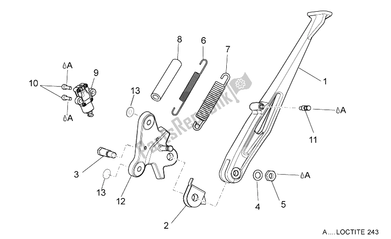 All parts for the Central Stand of the Aprilia Dorsoduro 750 ABS 2008