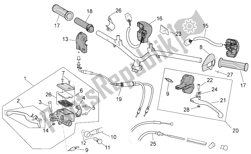 All parts for the Controls of the Aprilia Scarabeo 50 2T E2 NET 2010