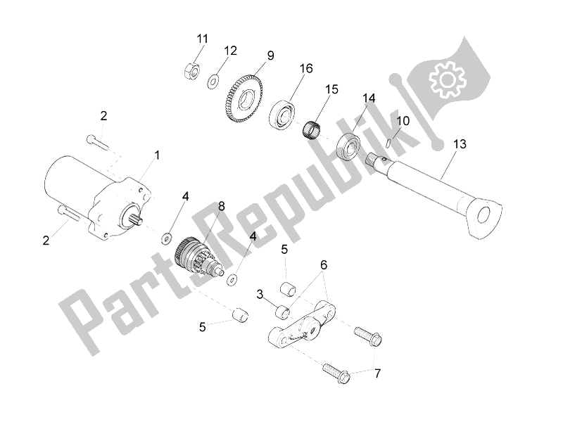 Alle onderdelen voor de Starter / Elektrische Starter van de Aprilia RS4 50 2T 2011