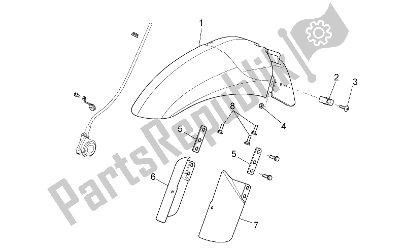 Alle onderdelen voor de Voorkant Carrosserie - Voorspatbord van de Aprilia Scarabeo 125 200 IE Light 2009