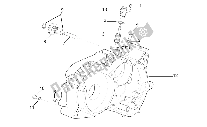 Tutte le parti per il Basamento Sinistro del Aprilia MX 50 2002