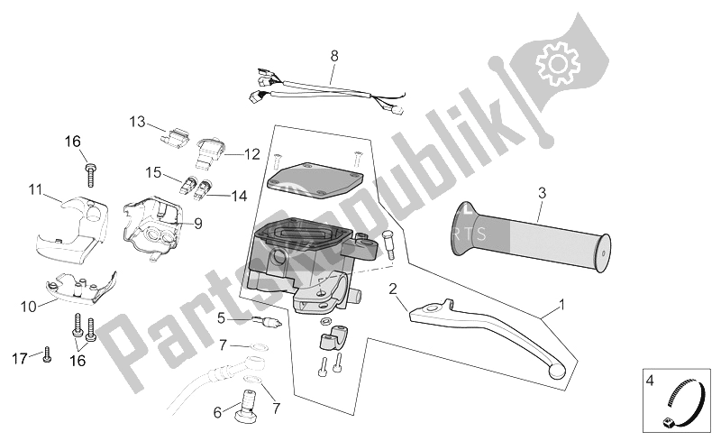 Wszystkie części do Sterowanie Lewe Aprilia Scarabeo 300 Light E3 2009