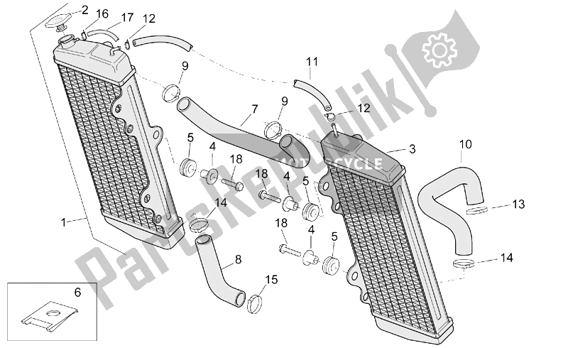 Todas las partes para Enfriador De Agua de Aprilia MX 125 Supermotard 2004