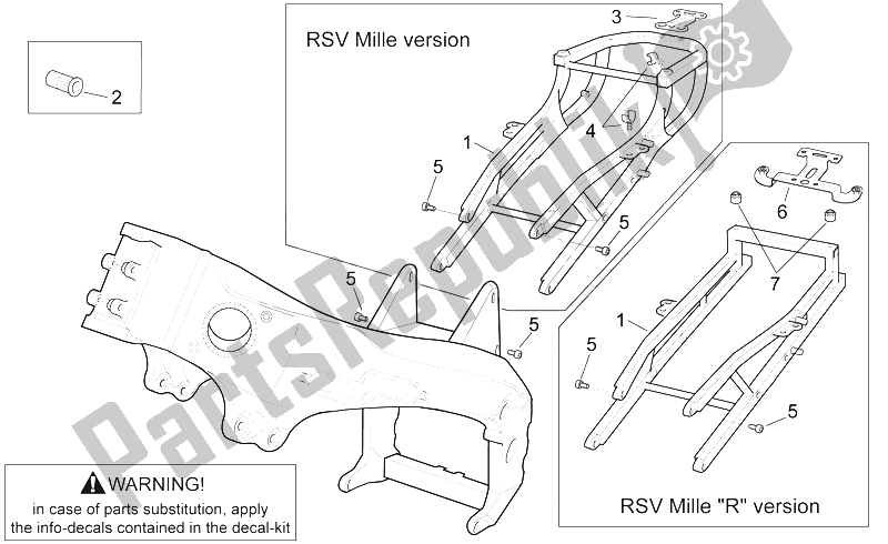 All parts for the Frame I of the Aprilia RSV Mille 1000 2000