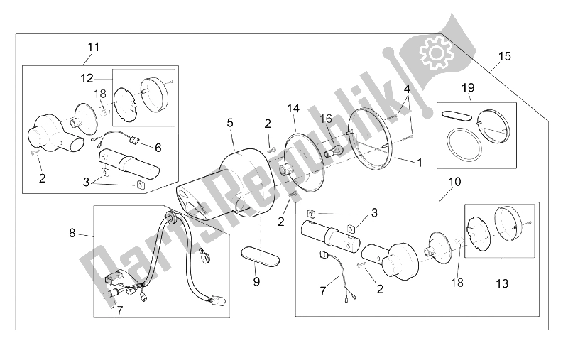 Tutte le parti per il Fanale Posteriore del Aprilia Scarabeo 125 150 200 ENG Rotax 1999