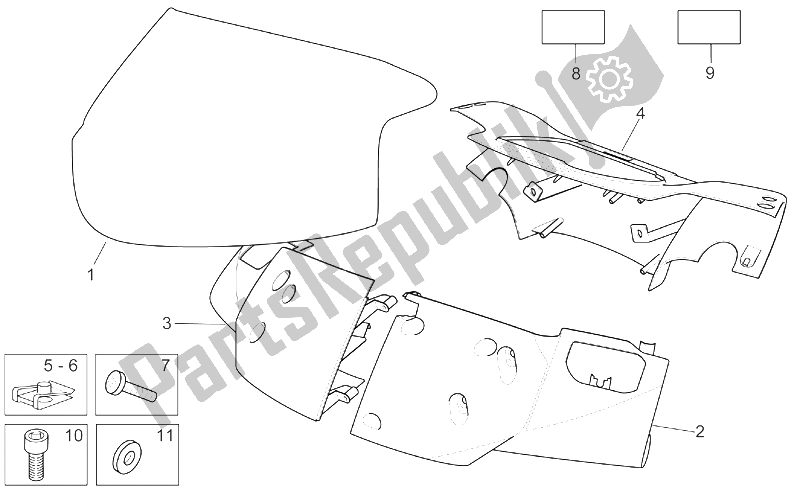 Todas as partes de Corpo Frontal - Carenagem Frontal do Aprilia Sport City 125 200 E2 2004