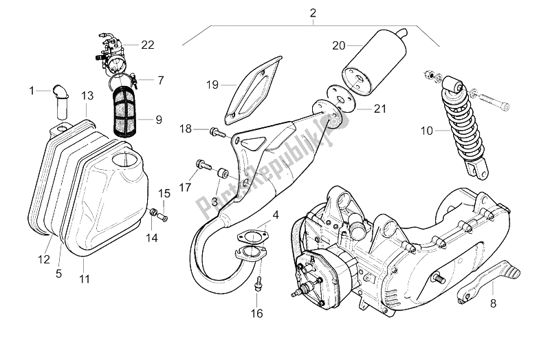 Tutte le parti per il Tubo Di Scarico del Aprilia SR Viper 50 H2O 1994