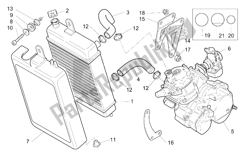 All parts for the Water Cooler - Engine of the Aprilia Classic 125 1995