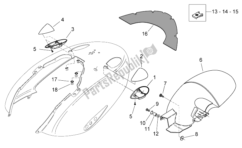 All parts for the Rear Body - Mudguard of the Aprilia Mojito 125 E3 2008