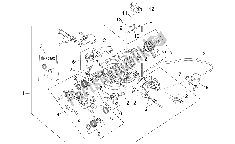All parts for the Throttle Body of the Aprilia RSV Mille 1000 1998