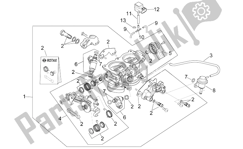 Alle onderdelen voor de Gasklephuis van de Aprilia RSV Mille 1000 1998